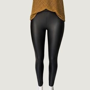Koral Lustrous High Rise Leggings Faux Leather Liquid Shine Black Large NWT